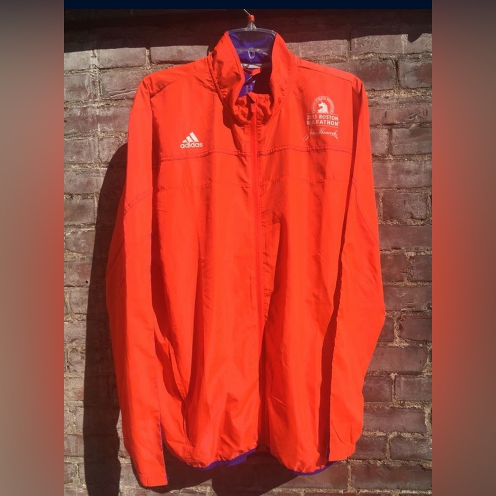2015 Vintage Boston Marathon Jacket Adidas Orange Windbreaker Lightweight XL
